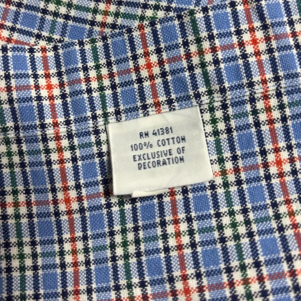 Ralph Lauren Oxford Blue Plaid Mens XXL Long Sleeve Button Down Flesh Pony Shirt